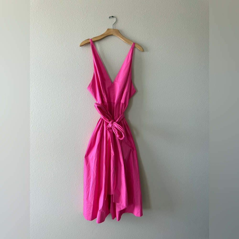 Backless Tie-Waist Women's Dress in Bright Pink